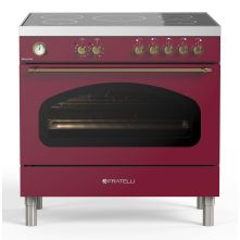 Fratelli VE2960I5FEM BU B inductie fornuis - wijn rood - brons beslag