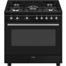 Smeg CX91GMBLNLK gas fornuis - 90 cm. breed - zwart
