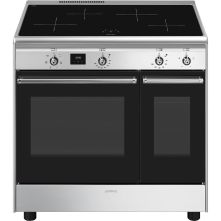 Smeg CX92IM inductie fornuis met dubbele oven - 90 cm. - rvs