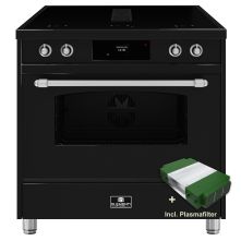 Elementi di Cucina IC9034-ZW-S inductie fornuis met afzuiging - zwart - klassiek