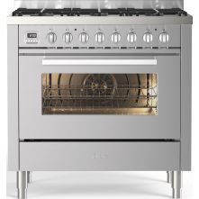 Ilve L096WSCM3/SS gas fornuis rvs - 90 cm. breed