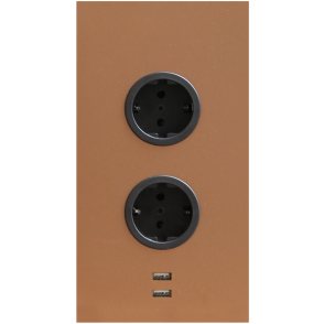 Caressi 2ST20 + USB Copper energiezuil - koper kleur