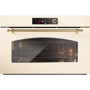 ILVE OV91SNT3/AWG inbouw oven - antiek wit/messing - 90 cm. breed