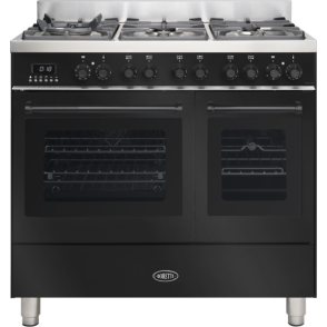 Boretti MLG96DZW gas fornuis met dubbele oven - zwart