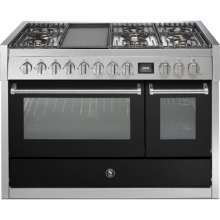 De STEEL GQ12SF_6M nero is ander merk of kleur STEEL fornuis gas Genesi GQ12SF-6M nero