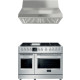 FULGOR MILANO rvs set 121,6 cm: gas fornuis FF48EG + afzuigkap FH48