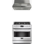 FULGOR MILANO rvs set 91,3 cm: gas-gas fornuis FF36GG + afzuigkap FH36