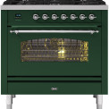 Ilve P096NE3/EG fornuis - groen - 90 cm. breed