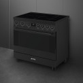 De Smeg C9IMN2 is een strak inductie fornuis welke versterkt wordt door de mat zwarte kleur