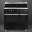 Smeg C92IPBL9-1 inductiefornuis, 90 cm. breed in de kleur  hoogglans zwart