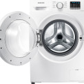 De SAMSUNG wasmachine WF70F5E0Z4W is uitgevoerd met een linksdraaiende deur