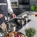 De Atag HI39671TF kookplaat inductie inbouw onthoudt de kookinstellingen van een pan 