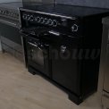 Falcon Classic Deluxe 100 inductie fornuis in de kleur zwart met chroom beslag