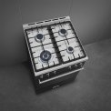 Smeg C6GMMBNLK2 gas fornuis - matzwart - 60 cm.