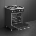 Smeg C6GMMBNLK2 gas fornuis - matzwart - 60 cm.