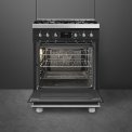 Smeg C6GMMBNLK2 gas fornuis - matzwart - 60 cm.