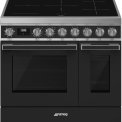 Smeg CPF92IMA inductie fornuis - antraciet - dubbele oven - Portofino