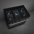 Smeg CX91GMBLNLK gas fornuis - 90 cm. breed - zwart