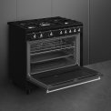 Smeg CX91GMBLNLK gas fornuis - 90 cm. breed - zwart