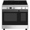 Smeg CX92IM inductie fornuis met dubbele oven - 90 cm. - rvs