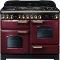 FALCON Classic Deluxe 110 gas elektro fornuis in de kleur Cranberry met messing design