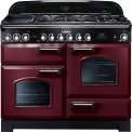 FALCON Classic Deluxe 110 gas elektro fornuis in de kleur Cranberry met chroom design