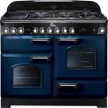 FALCON Classic Deluxe 110 gas elektro fornuis in de kleur blauw met chroom design