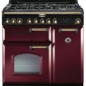 FALCON Classic Deluxe 90 gas/elektro fornuis Cranberry met messing beslag