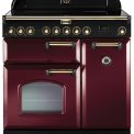 Falcon Classic Deluxe 90 inductie fornuis in Cranberry met messing beslag