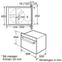 Buitenmaten van de SIEMENS combi-stoomoven HB36D675 zwart