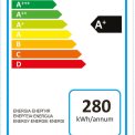 De IKV1783S beschikt over een zuinig energieklasse A+ label en heeft een gemiddeld verbruik van 280 kWh per jaar