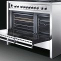 Het SMEG fornuis CS120NLK beschikt over een grote en een kleinere oven.