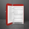 Smeg FAB10HLRD5 koelkast rood - linksdraaiend - voorkant deur open