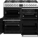 Het Stoves Precision DX S1000DF EU SS rvs fornuis heeft vier ovens van verschillende grootte