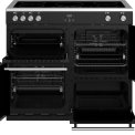 De Stoves Precision DX S1000 Ei BK zwart inductie fornuis heeft vier ovens van verschillende grootte