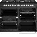 Het Stoves Sterling S1100 DF Deluxe zwart fornuis is voorzien van vier ovens