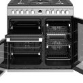 De vier ovens van het Stoves Sterling S900 DF rvs fornuis