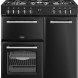 Belling FARMHOUSE 90DF BLK gasfornuis 90 cm breed in matzwart met 5-pits kookplaat en dubbele oven
