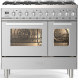 ILVE LD096WSCM3/SS gasfornuis van 90 cm breed in roestvrijstaal met dubbele oven