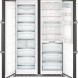 Het interieur van de Liebher SBSbs8673 side-by-side koelkast - blacksteel