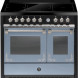 Steel inductiefornuis lichtblauw met klassieke ovenknoppen en dubbele ovenfuncties