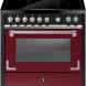 STEEL X9F‑5FIW fornuis in bordeaux met vijf zones en krachtige kookveldafzuiging