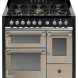 Taupe STEEL Oxford XQ10FFF-6 gasfornuis met halogeen ovenverlichting en timerfunctie