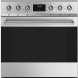RVS SMEG fornuis met 4 inductiezones en grote oven 70 liter