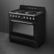 Vrijstaand zwart SMEG fornuis TR90GMBLNL met gas kookplaat en oven
