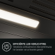 AEG DKB6971HB afzuigkap detailfoto van verlichte LED-strip aan onderzijde met infopaneel LED-verlichting