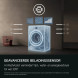 AI WashAssist beladingssensor infographic met neon illustratie en energiebesparing tot 30%