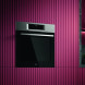 AEG OU5AB40PM compacte oven vooraanzicht inbouw in paarse keukenkast gesloten