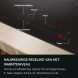 AEG TT84CB00CB inductiekookplaat met afzuiging close-up touchbediening met labels kinderbeveiliging, pauze, auto, PreciseHeat en timer