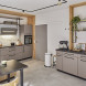 Berbel BKH 90 ST afzuigkap in grijsmetallic, keukeninterieur met open planindeling